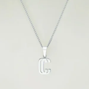 Pendentif C de Cruval, maille gourmette, argenté