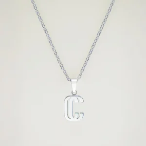 Pendentif C de Cruval, maille forçat, argenté