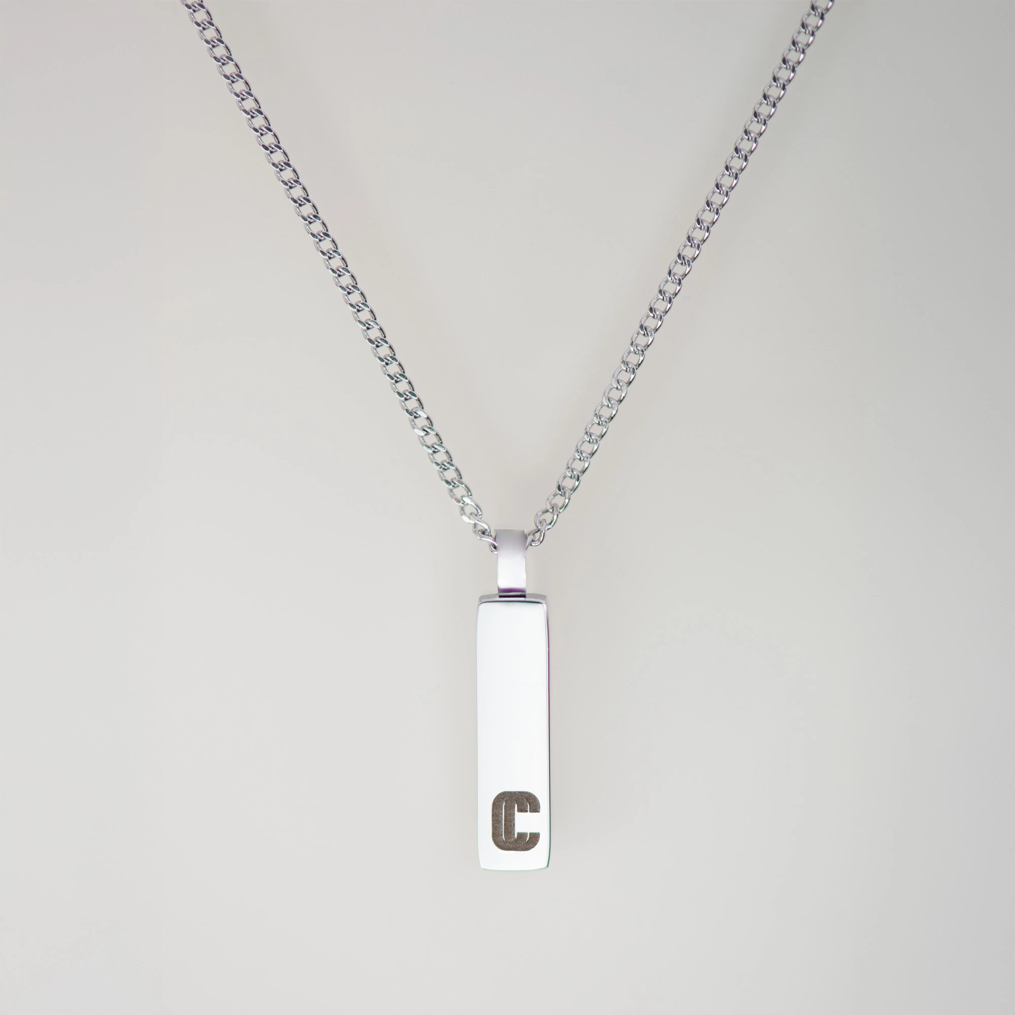 Pendentif forma, maille gourmette, argenté