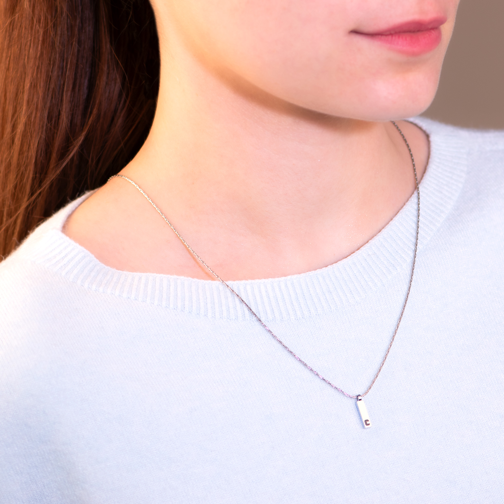 Pendentif forma, maille forçat limée, argenté – Image 4