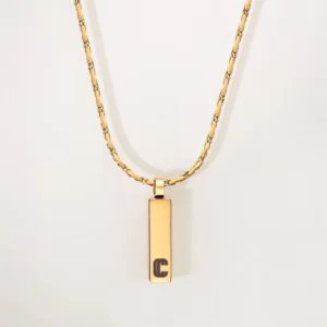 Pendentif Forma, maille forçat limée, doré