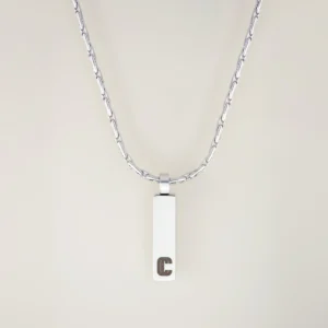 Pendentif Forma, maille forçat limée, argenté