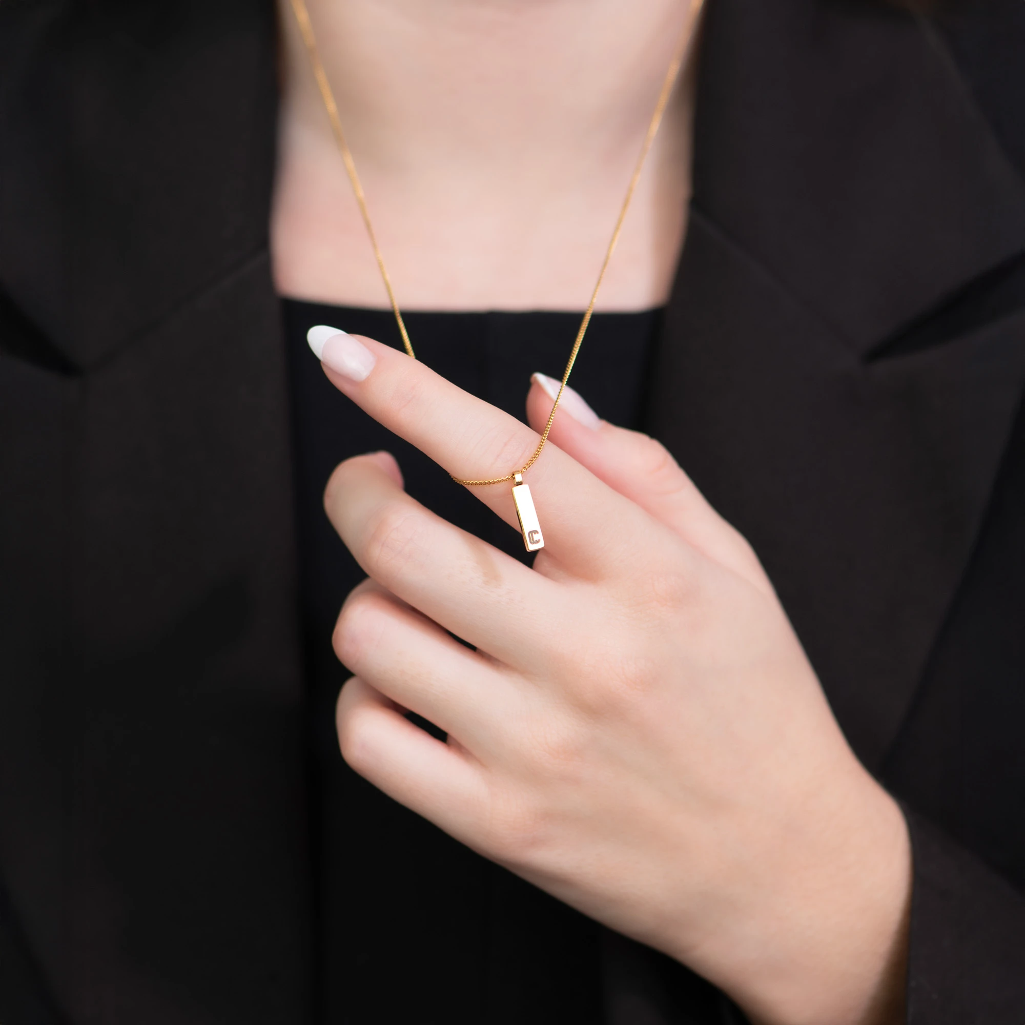 Pendentif forma, maille gourmette, doré – Image 5