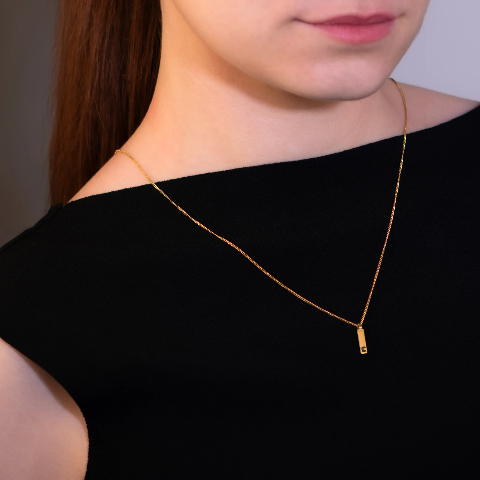 Pendentif forma, maille gourmette, doré – Image 4